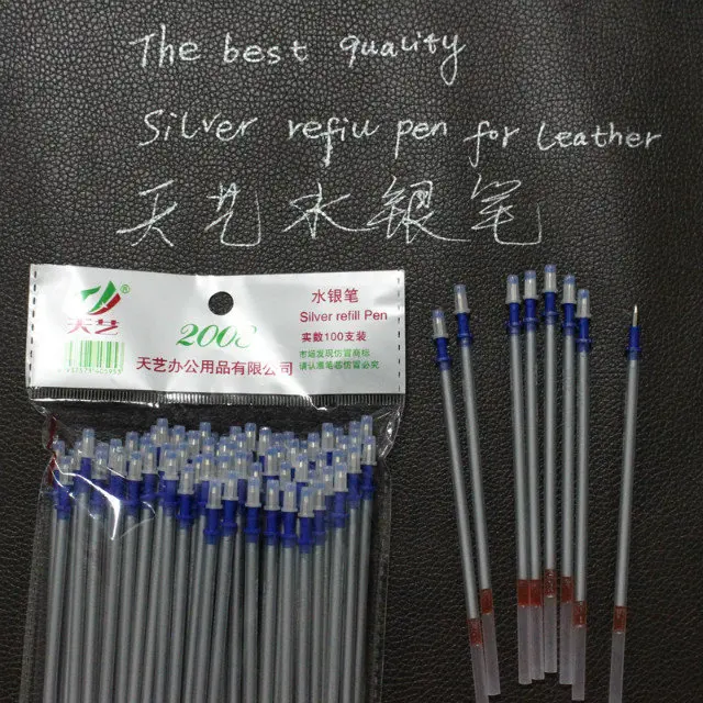 Silver plated pen silver conductive pen mark on leather