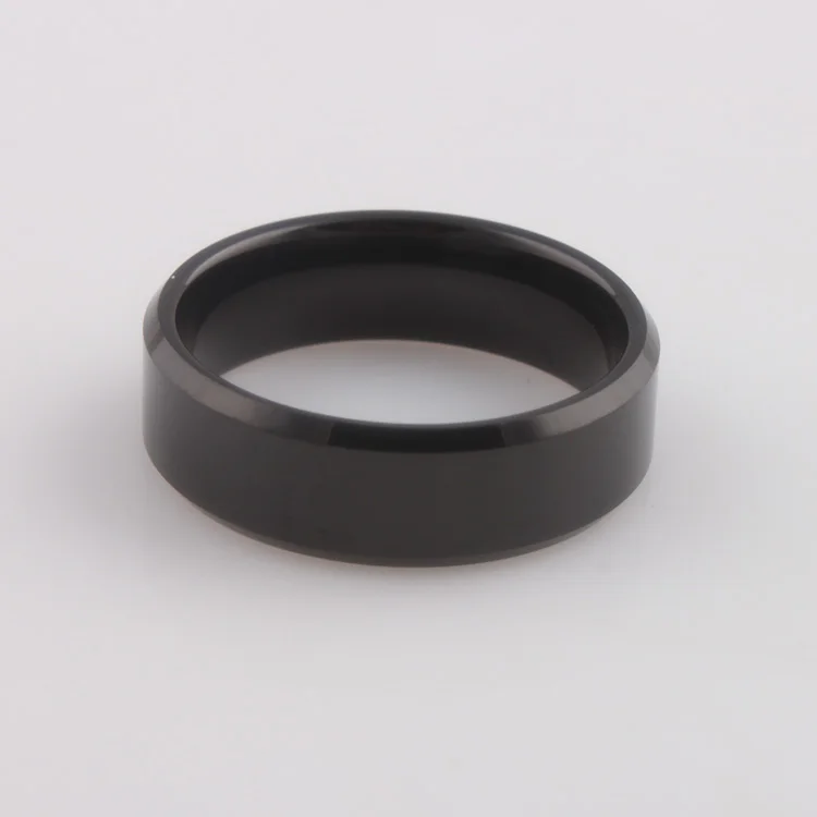 8mm Width Black Color Shiny Tungsten Ring Blanks