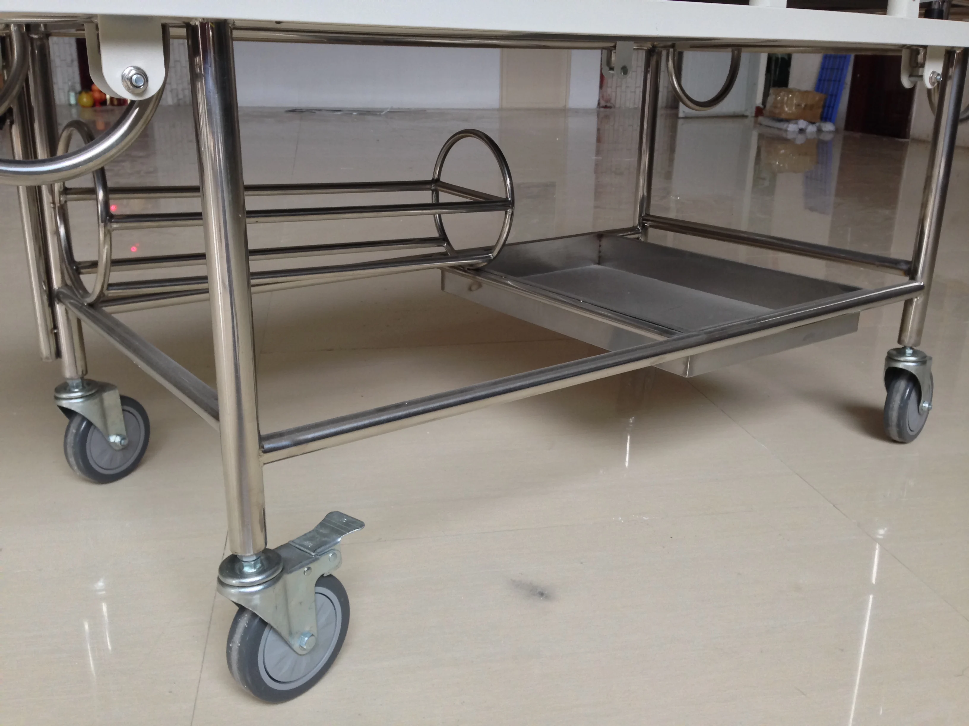S.S hospital flat aluminum guardrail patient transfer trolley