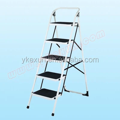 household durable wide pedal folding iron ladder with 5 steps