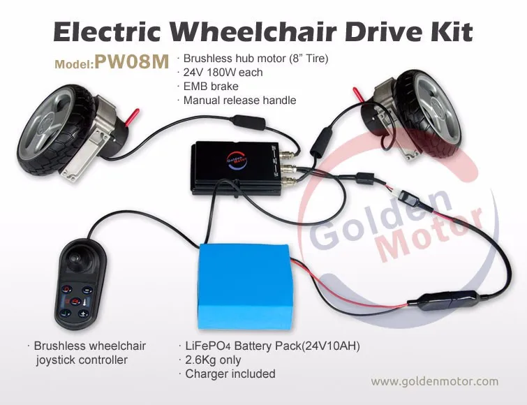 power Electric wheelchair motor, , brushless scooter motor for 8,10,12 inch wheelchairs