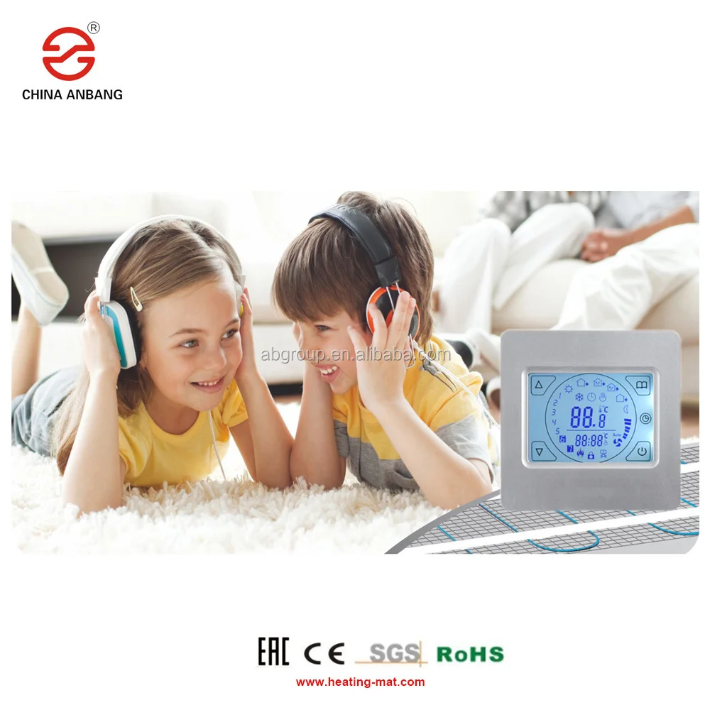 230v 150W/M2  electric radiant Heating cable Floor Heating Mat kits Weekly Programmable Thermostat