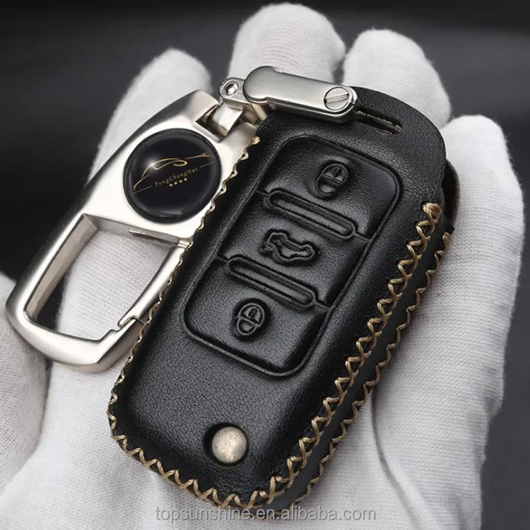 Genuine Leather car key cover for Volkswagen VW GOLF 4 5 6 Passat B5 B6 Tiguan Touran Polo Scirocco Jetta