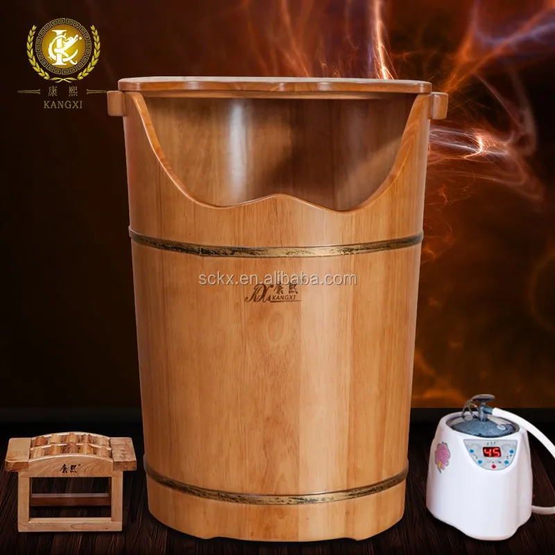 Дубовая ванна для ног с паровой машиной и массажным табуретом