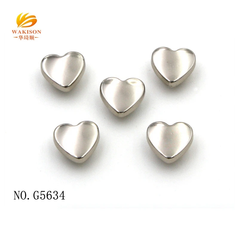 Wakison metal accessories factory custom heart shape metal rivet for fashion ladies bags
