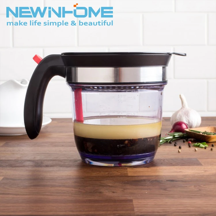 Grease Trap Separator 4 Cups Gravy Strainer Fat Separator with Measuring Oil Separator