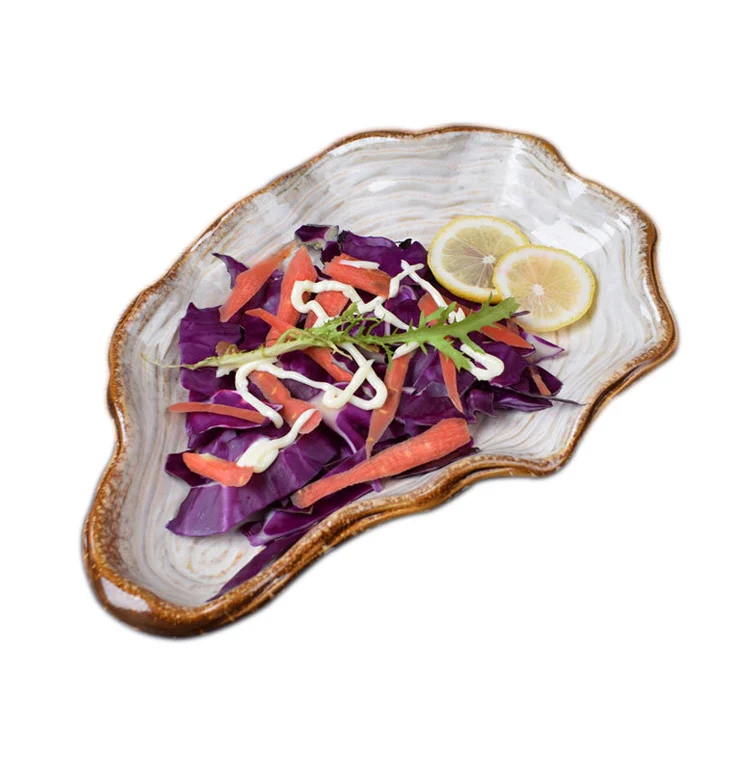 2018 new Unique design ceramic oyster tray  ceramic food serving tray