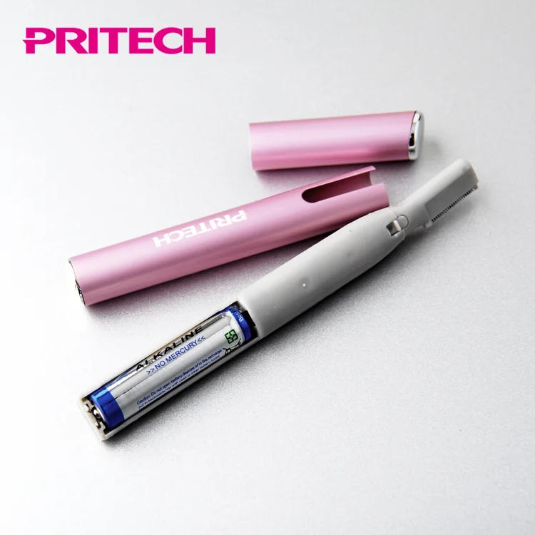 Недорогой Модный женский электрический триммер для бровей PRITECH на батарейках