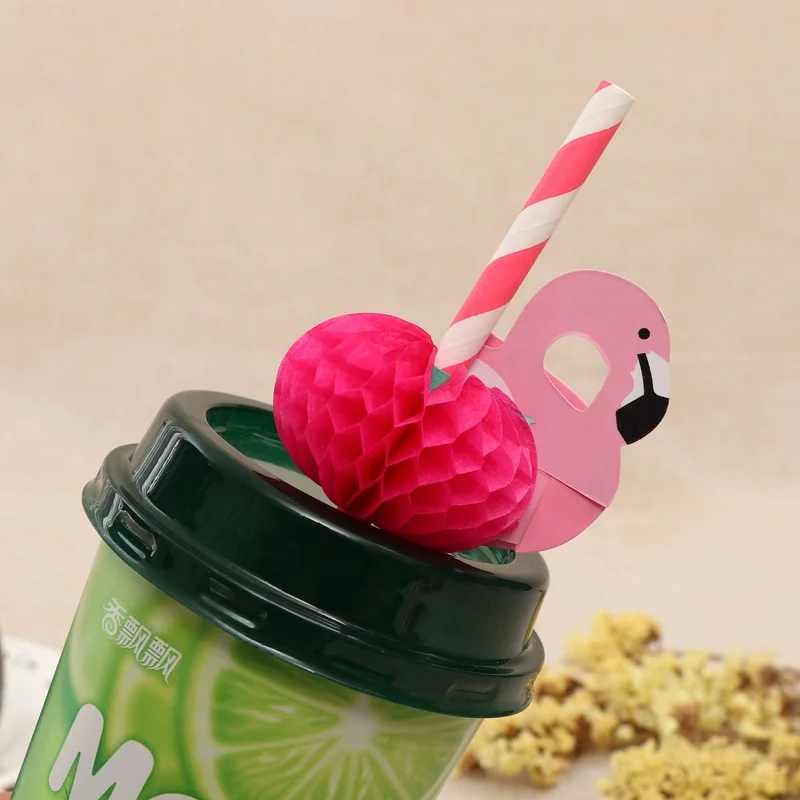 Coffee Bar Drinking Paper Food Grade Baby Paper Straw Straight Sucker Biodegradable Paper flamingo straw