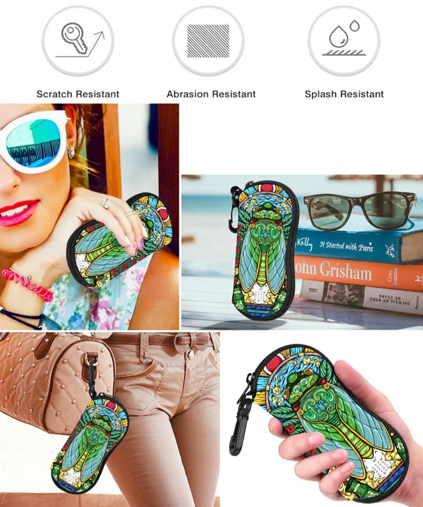 Неопреновый мягкий чехол для солнцезащитных очков на молнии с металлическим брелоком и принтом логотипа на заказ