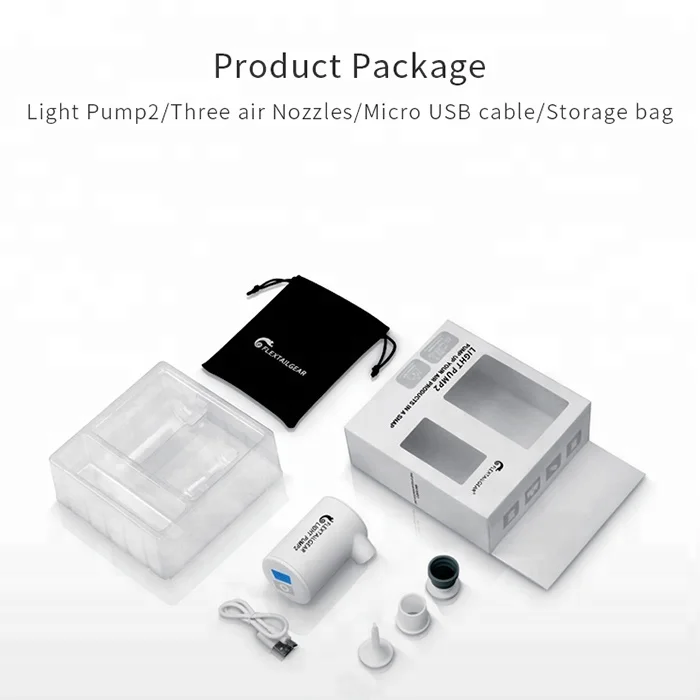 Flextailgear Light pump2 USB portable rechargeable air mattress pump