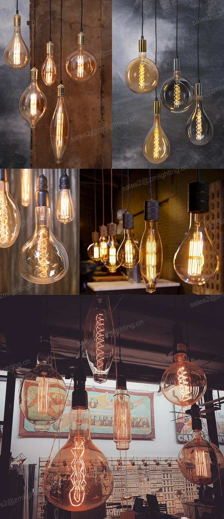2100K Gold E27 Edison Screw Dimmable G150 G200 G300 G380 4 WATT LED Megaglobe Spiral Filament Light Bulb