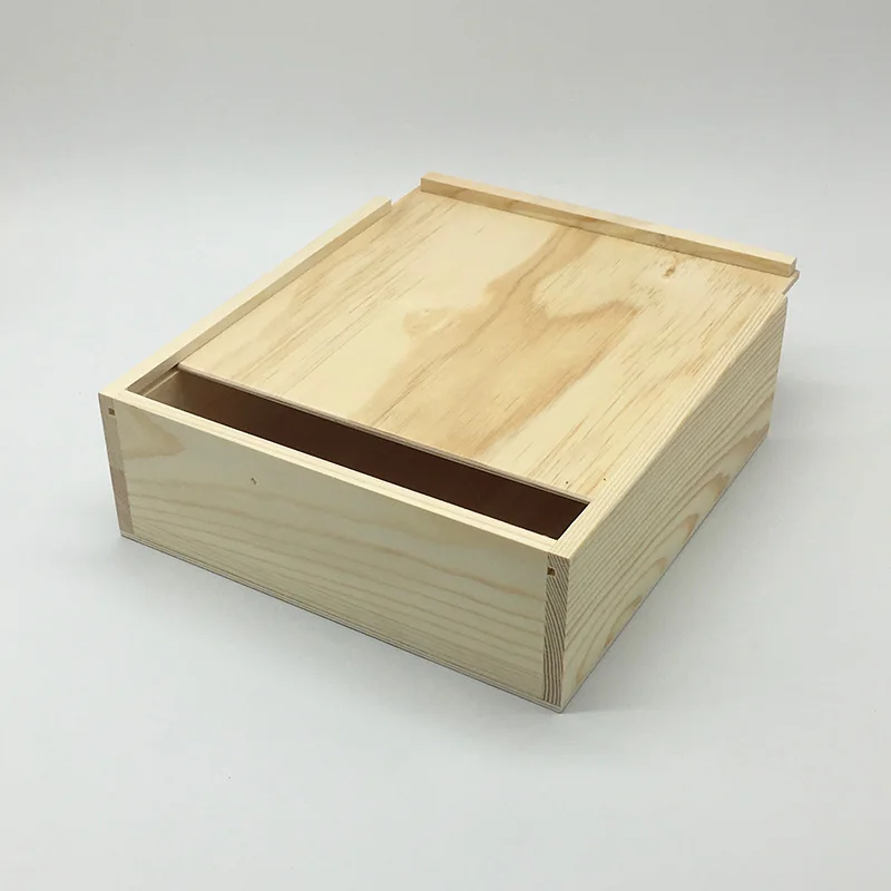 Обычная сосновая деревянная фотокоробка, индивидуальная Подарочная коробка, деревянная коробка с раздвижной крышкой