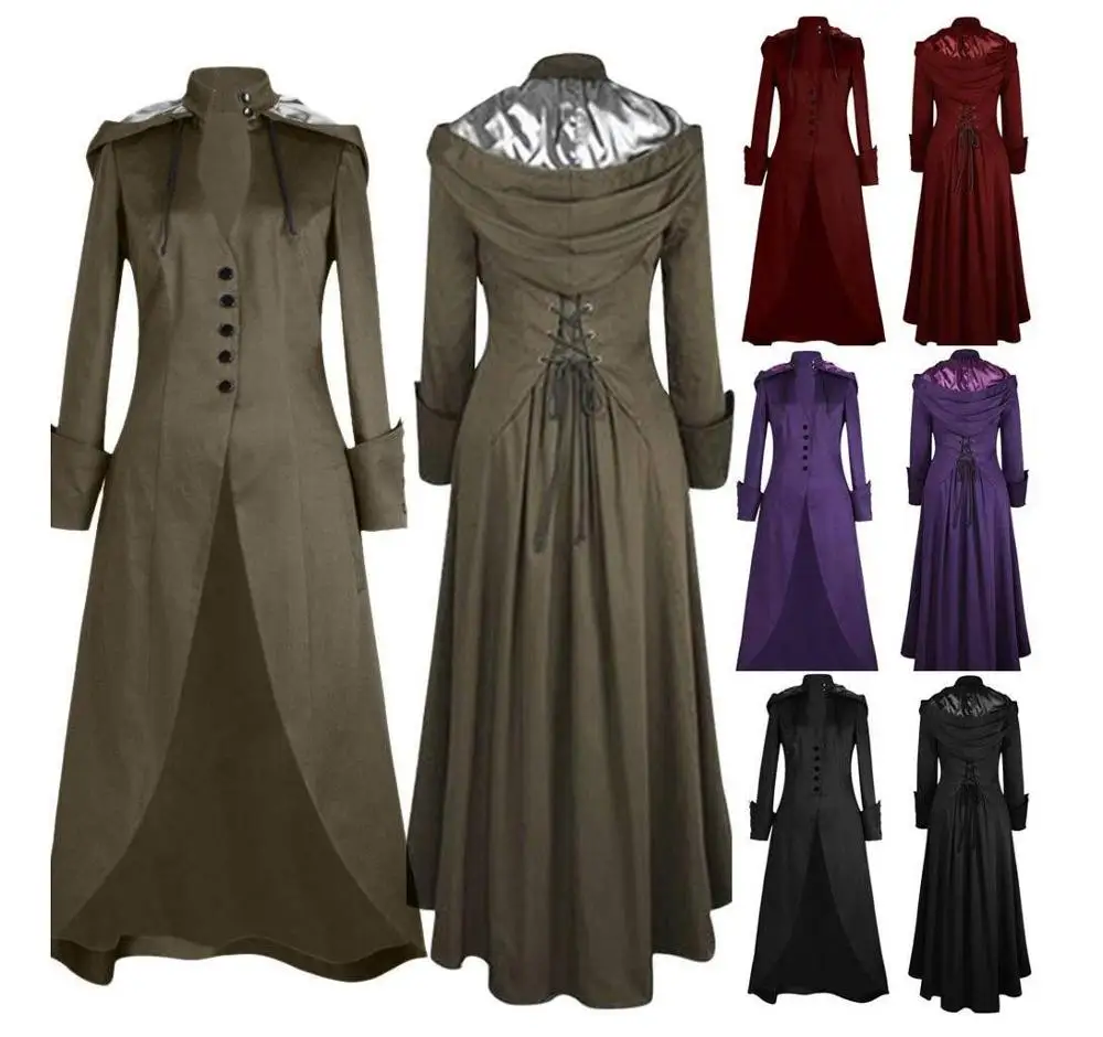ecowalson  Women Long Sleeve Solid Trim Button Bandage Cape Irregular Tailcoat Outwear Coat