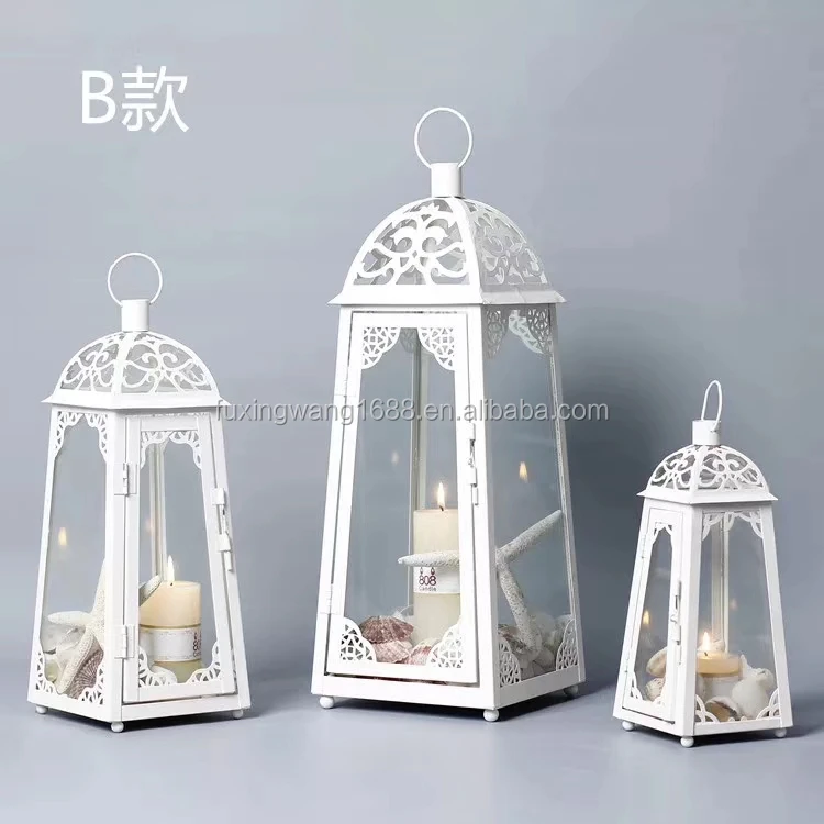 Vintage Candle Lantern with LED Candle - Tabletop Lanterns Decorative Outdoor Large - Outdoor Hanging Lantern Black