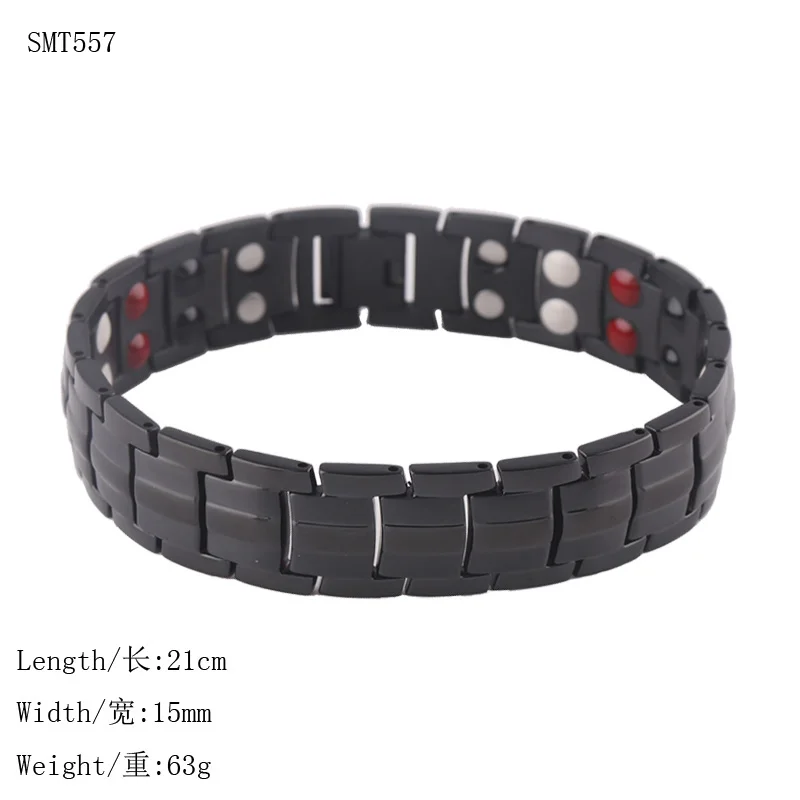 Black Plated Fashion Health Energy 316L Stainless Steel Magnetic Bio Bracelet