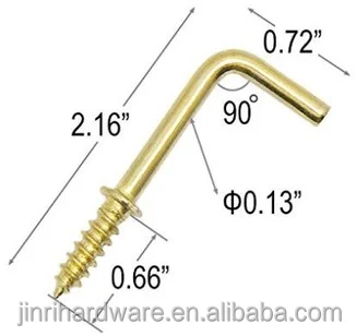
Gold Color Copper Plated Metal Right-angle Hooks 7 Shape Screw Hooks Self-tapping Screws Hooks L Shape Hooks 2.16 Inches 