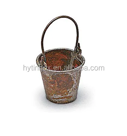 miniature galvanized pail metal tin pot small metal bucket