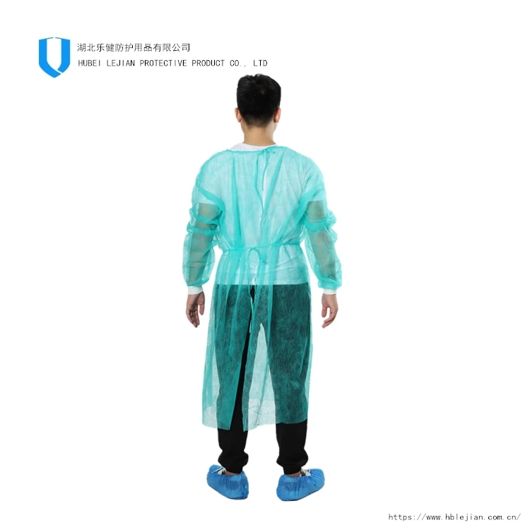 Blue Disposable Non-woven/PP/SMS  Isolation Gown With Elastic Cuffs