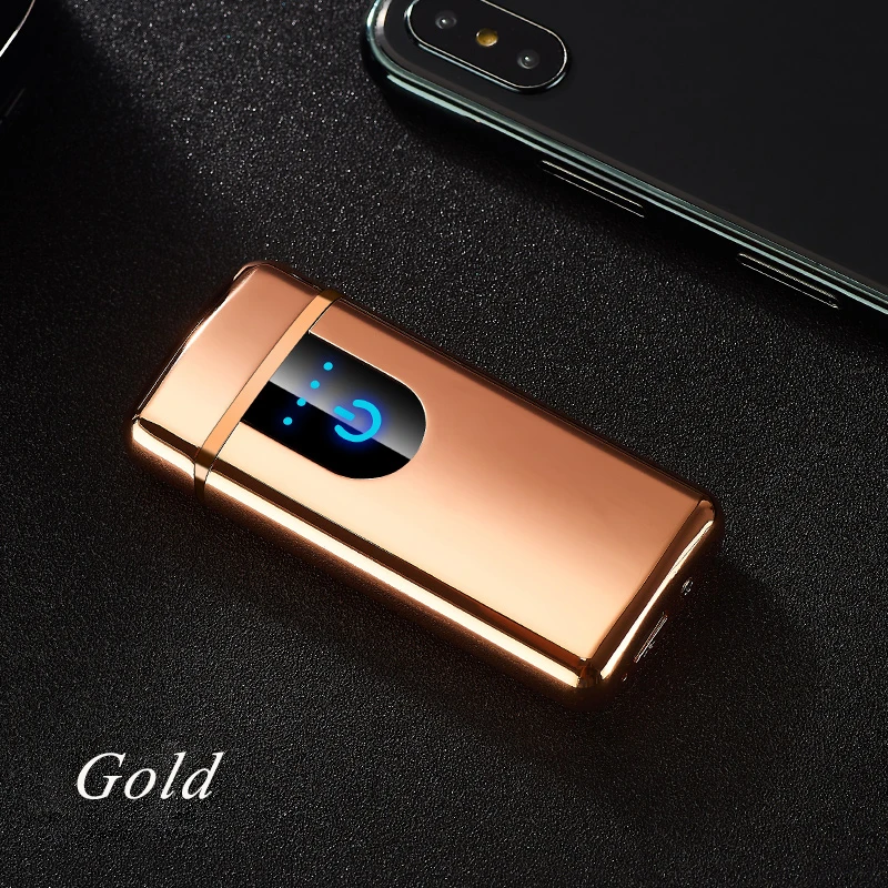 Wholesale metal double arc lighter with touch sensor usb rechargeable electric cigarette lighter