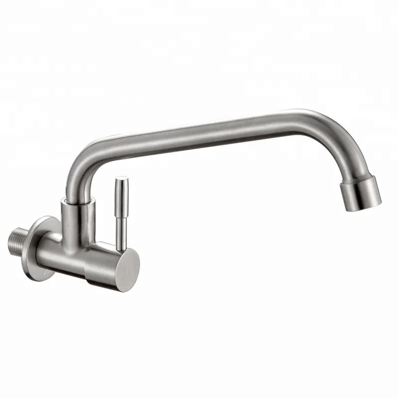 304 Stainless Steel Kitchen Faucet Single Cooling Water Tap Enter Wall Type Tap