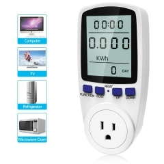 
Power Meter Plug, Electricity Usage Monitor Watt Volt Amps KWH Consumption Analyzer with Digital LCD Display Overload Protection 