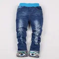 Kids Jeans Girls Pants With Hole Children Trousers Full Length Bling Tight Panties
