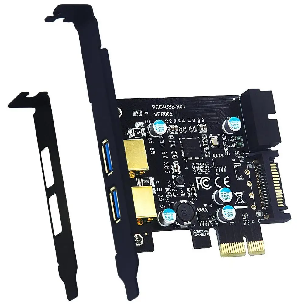 pci express to usb3.0 card 2 port USB3.0 Gold connector +19pin usb3.0 header with SATA 15pin power 5Gbps converter
