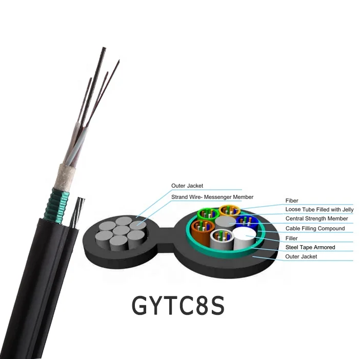 Aerial 2 8 12 24 48 Core Outdoor GYTC8S Fig8 Single Mode Fiber Optic Cable