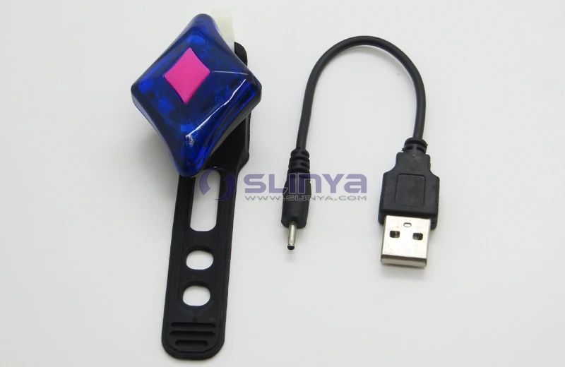 3528 SMD Bike LED Rear Light Diamond Shape Bike USB LED Safety Light Diamond Bicycle Tail Lamp
