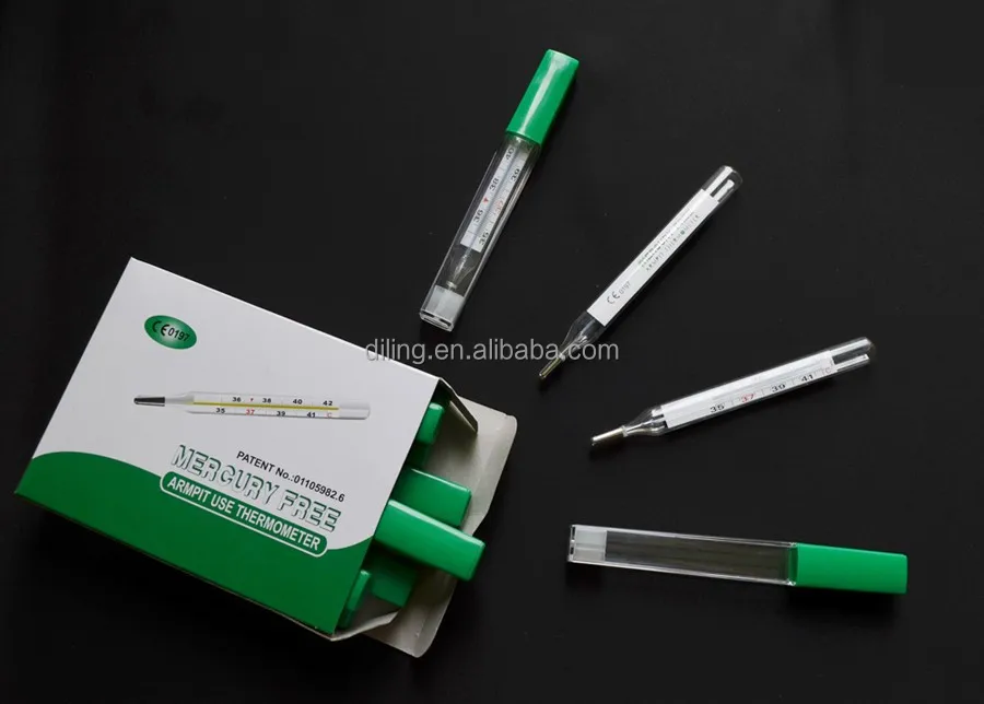 Бесртутный бесртутный клинический термометр плоский стеклянный термометр