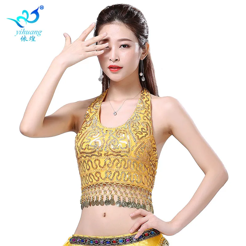 Good Quality Festival Bra Halter Sequin Costume Belly Coins Bra Carnival Party Tops Club Stage Performance