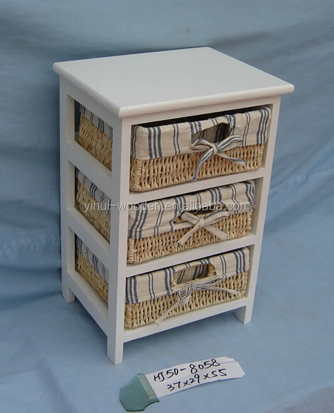 
 Мебель для домашнего хранения, деревянный шкаф с ротанговыми/плетеными/соломенными корзинами, шкаф с ящиками  