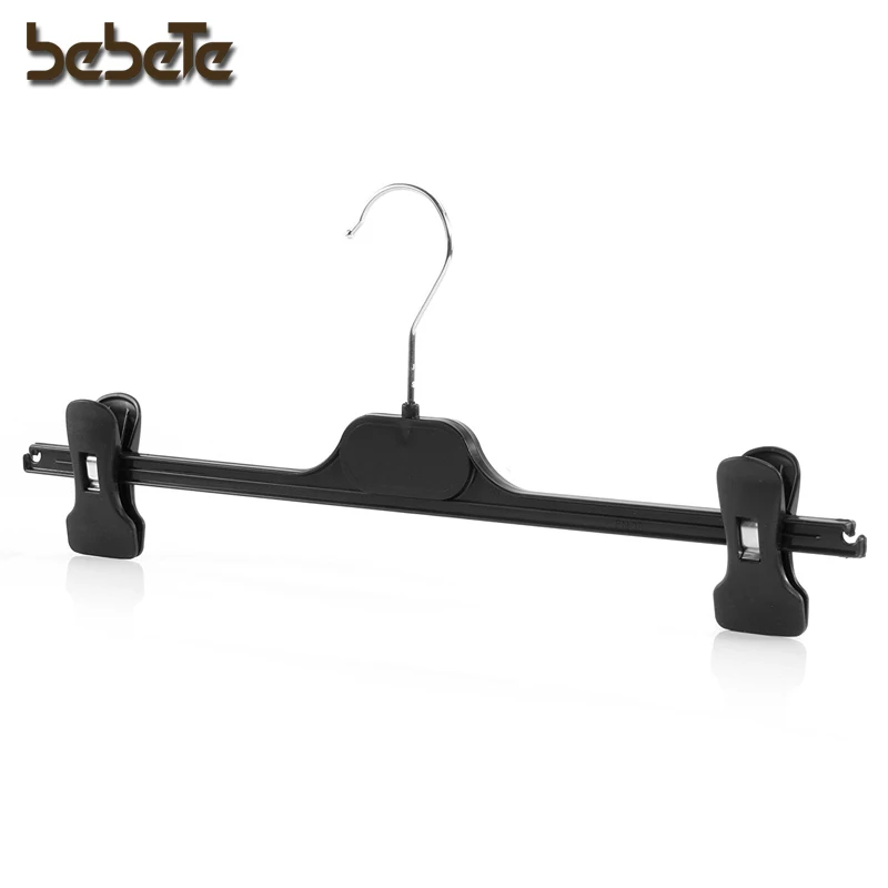 Pack of 20 Black Plastic Clip Hangers Metal Hook, Pants, Skirt Coat Clothes Hanger 14 Inches