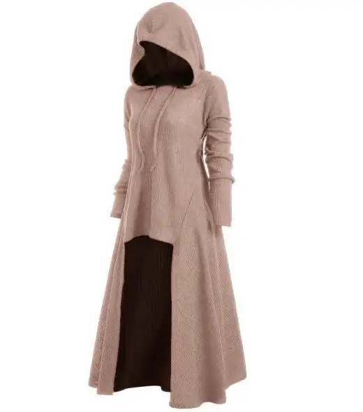 ecowalson Womens Gothic Punk Asymmetric Hem Long Sleeve Loose Hoodies Dress Cloak Costumes Vintage High Low Sweatshirts