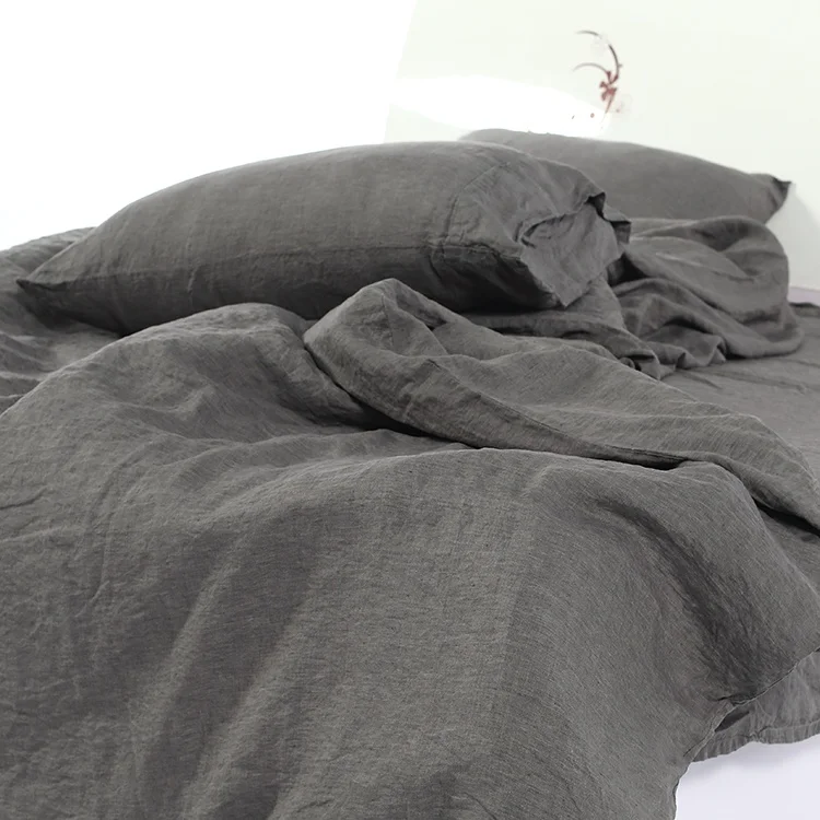 100%linen fabric bed sheet set stone washed french vintage bedding set