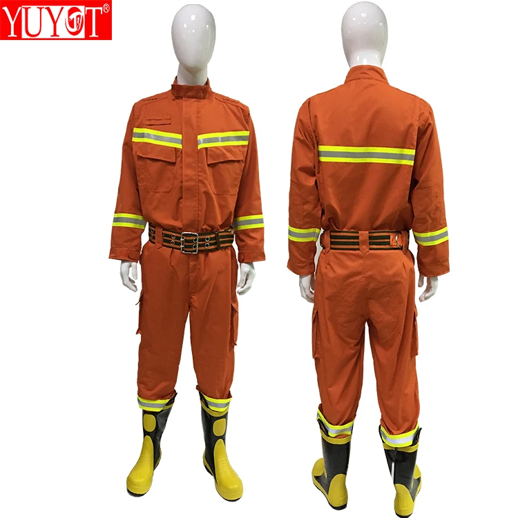 Wholesale orange hi-viz fireproof fire suit red nomex firefighter suit fire proof safety coverall