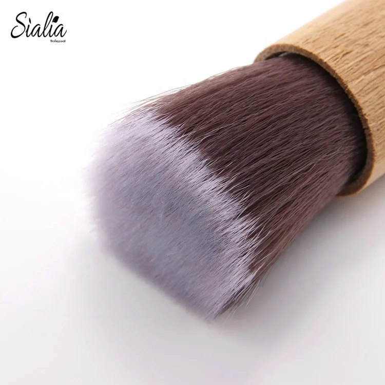 Private label Bamboo Handle Mini Flat Top Makeup Brush High Quality Foundation Kabuki Brush