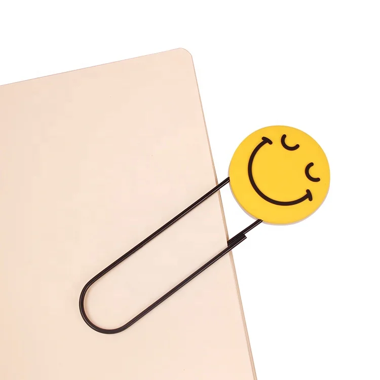 Smile face paper clip custom soft pvc paper clip