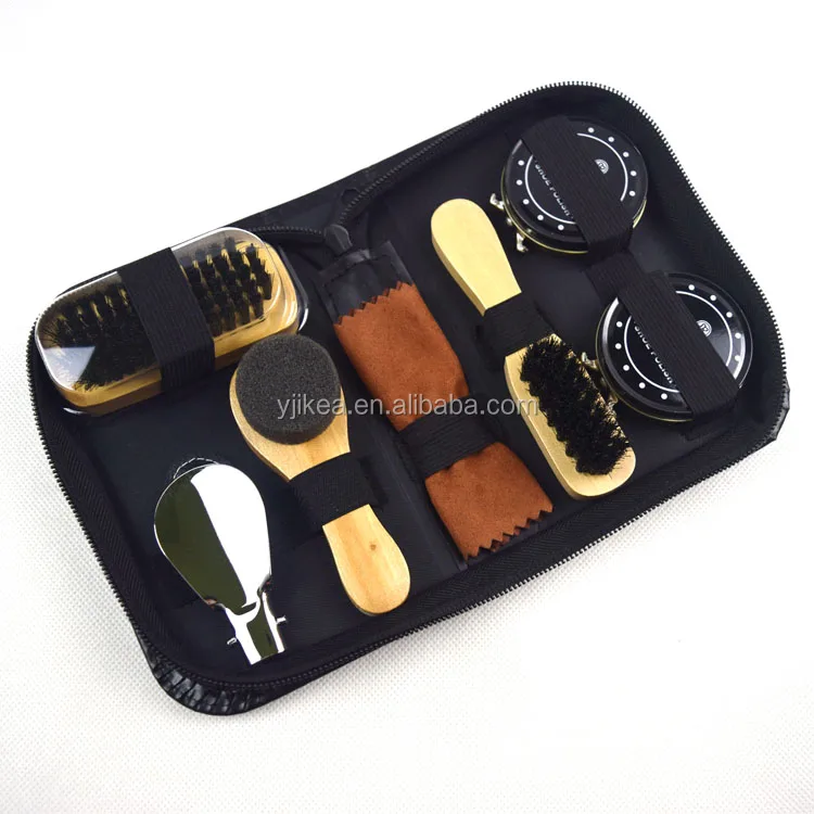 
Best quality 8pcs accessories black pu leather shoe cleaning kit 