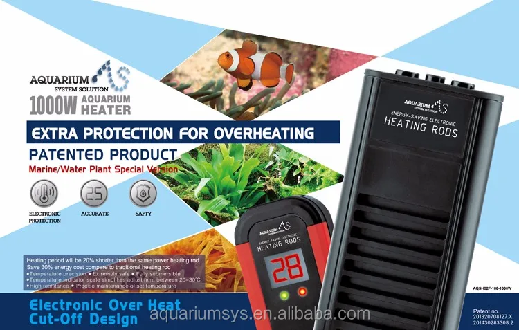 
500W/For Marine - AS Compact Aquarium Heater Fish Tank Heater Electronic Heating Rods Digital Temperature Controller 