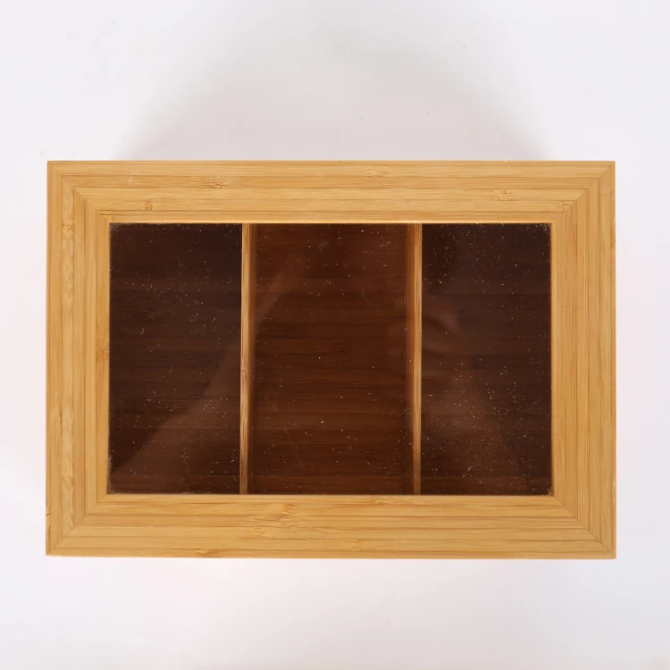 
BAMBKIN natural bamboo storage box with dividers creative multi organizer nut storage box tea bag container 