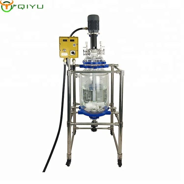 process glass reactor Fully Customizable 1L 5L 10L 50L 100L 200L High efficiency condenser Double jacketed glass reactor