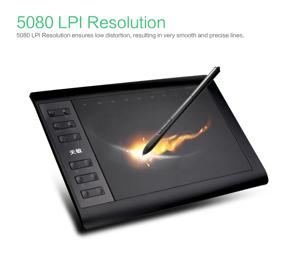 
12 Hot Keys 8192 Levels with Battery-free portable digital USB DRAWING TABLET 
