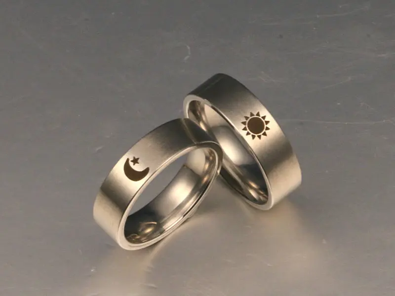 Moon sun ring  Promise Wedding Bands Couple Rings for gift