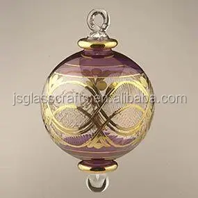 
golden hand painted hanging transparent glass ball for sale 
