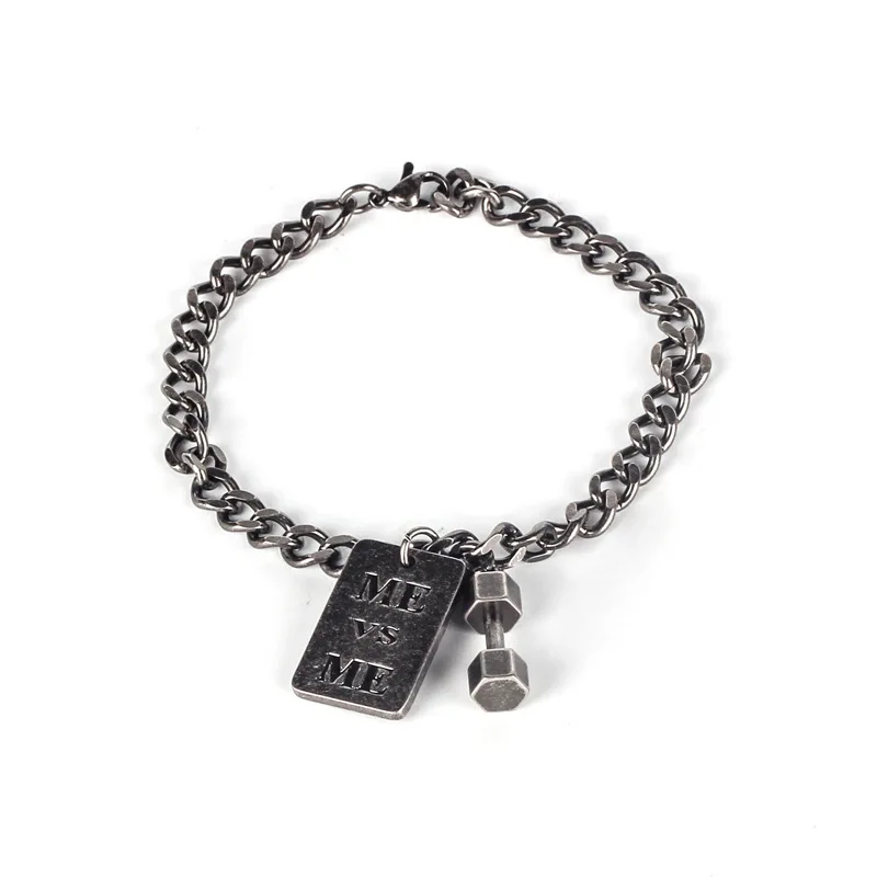 Maxhen88 Fitness Sports Bracelet ,Faith Belief ME VS ME Bracelet,Lock Dumbbell Bracelet for couple