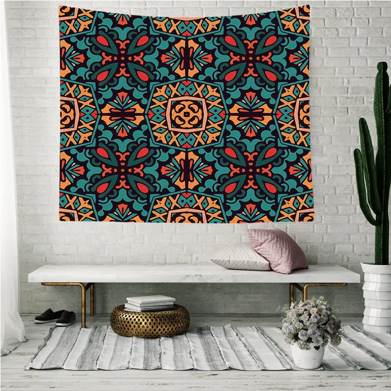Monad Diy Bohemian Mandala Boho Macrame 150*130cm Woven Digital Printing Wall Hanging Tapestries