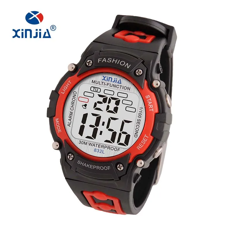 Fashion Watch with 7 Color Back Light Water Resistant 30M Wrist Watch Children Gift Digital Watch Stainless Steel Back Cover