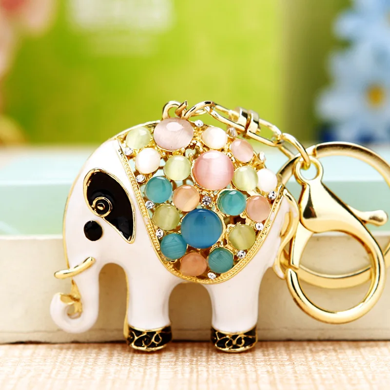 Various types of rhinestones elephant shape keychain thailand elephant keychain